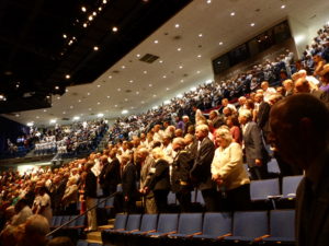 Not too many open seats in the “end zone” of Alumni Hall for the CNO change of command.