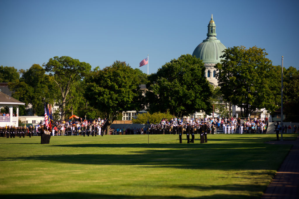 Beautiful view of the Chapel from Worden Field during the Formal P-rade.