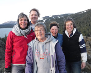  Sunrise Hike at Lake Tahoe, courtesy of Ron Parson. Carrie Perry, Terri Riggs, Sandy Sadler, Jane Conley and Anita Flynn.